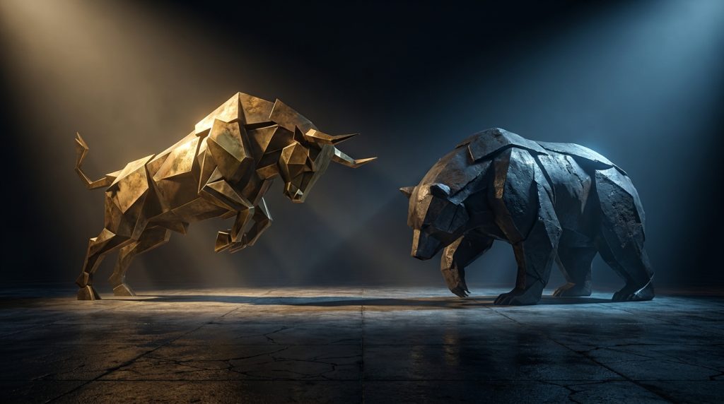Bull en bearmarkt — twee krachten van financiële markten in balans